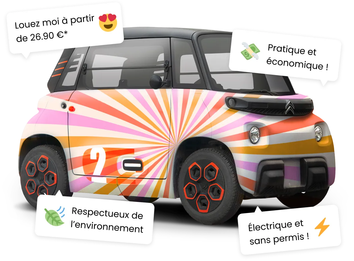 voiture avec textes et émoticônes